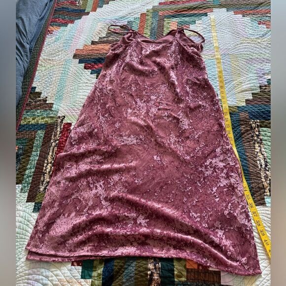 Lucky Brand Pink Crushed Velvet Slip Party Midi Dress Size Large - Picture 14 of 16